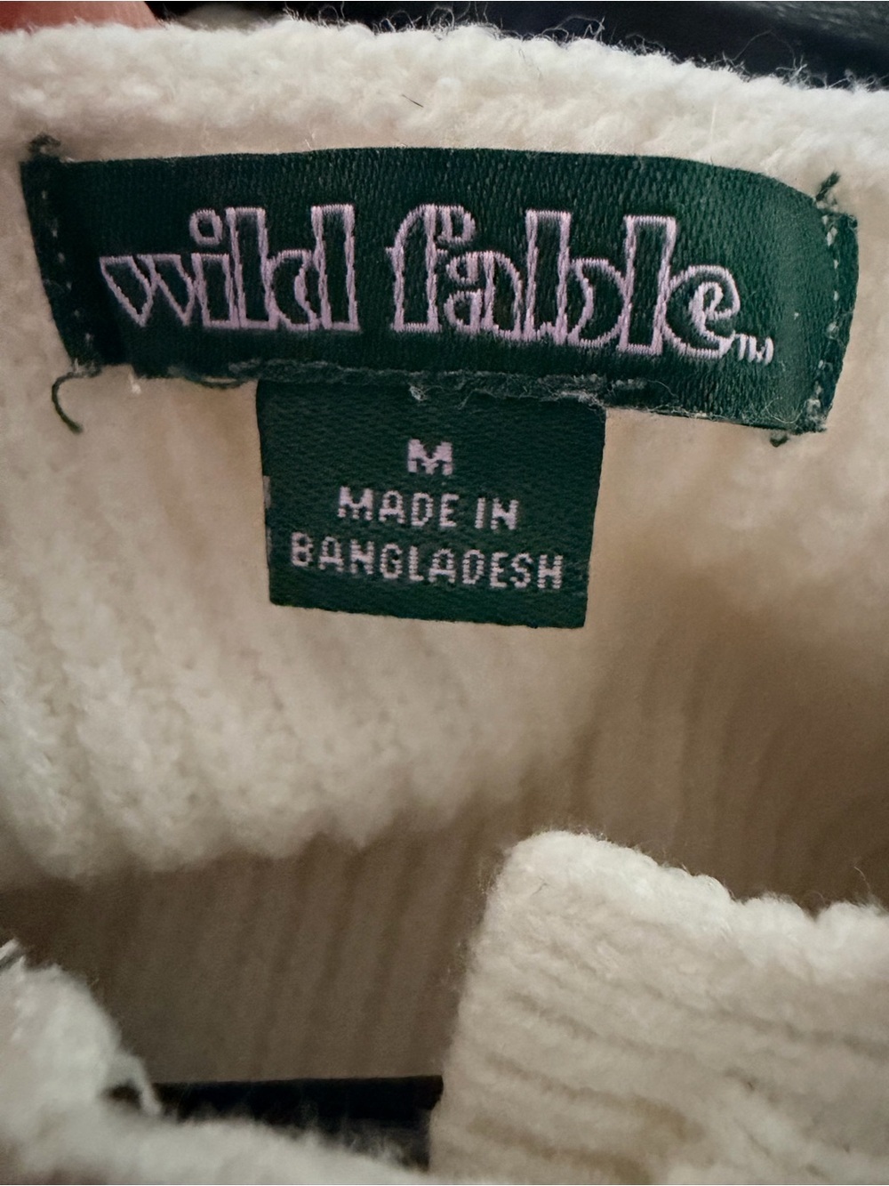 wild fable Cream Ribbed Knit Sweater with Green Logo Tag - Picture 4 of 5